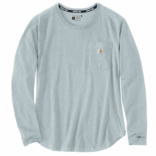 Carhartt Women's TK4617 W Force RlxdFit MW LS Pkt T S REG Long Sleeve Relaxed Heather Grey TK4617-W / 105814-HGYSREG - main